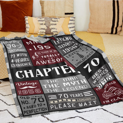 70th Birthday Gifts For Men Blanket 50*60, Happy 70th Birthday Gift Ideas, Gifts For 70-Year-Old, Gifts For Men Turning 70, Funny 70th Birthday Decorations, Unique Birthday Present 1956 Throw