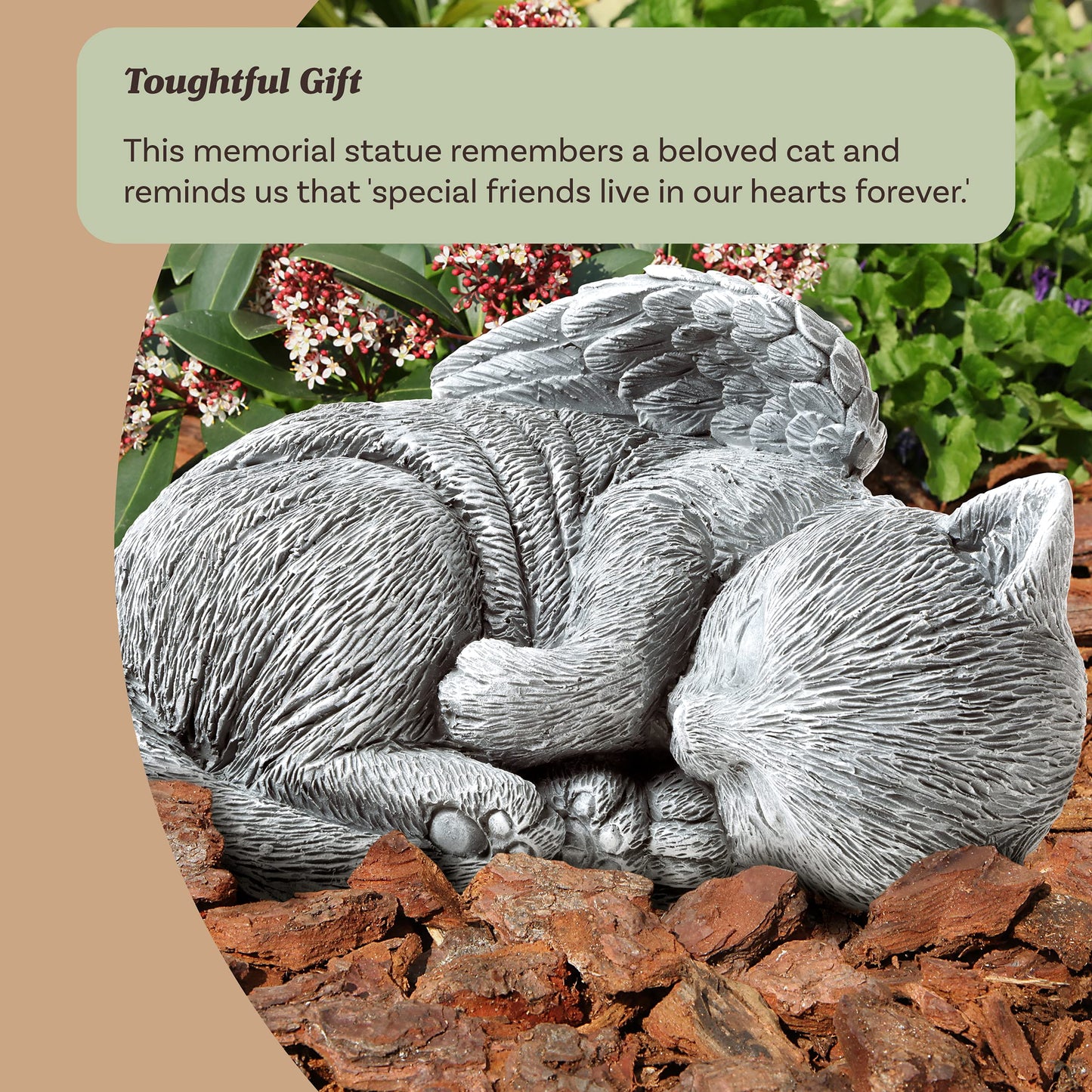 Cat Memorial Stone - Peaceful Sleeping Kitten Angel Statue for Garden, Remembrance, Grave Marker, and Loss - Pet Sympathy Gift by Pure Garden (Gray)