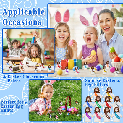 Bamamon 50 Pcs Little Jesus Figures, Mini Jesus Figurines in Bulk Easter Jesus Loves You Tiny Christ Toys to Hide and Seek Sunday School Religious Party Favors Baptism Gifts for Easter Egg Stuffers