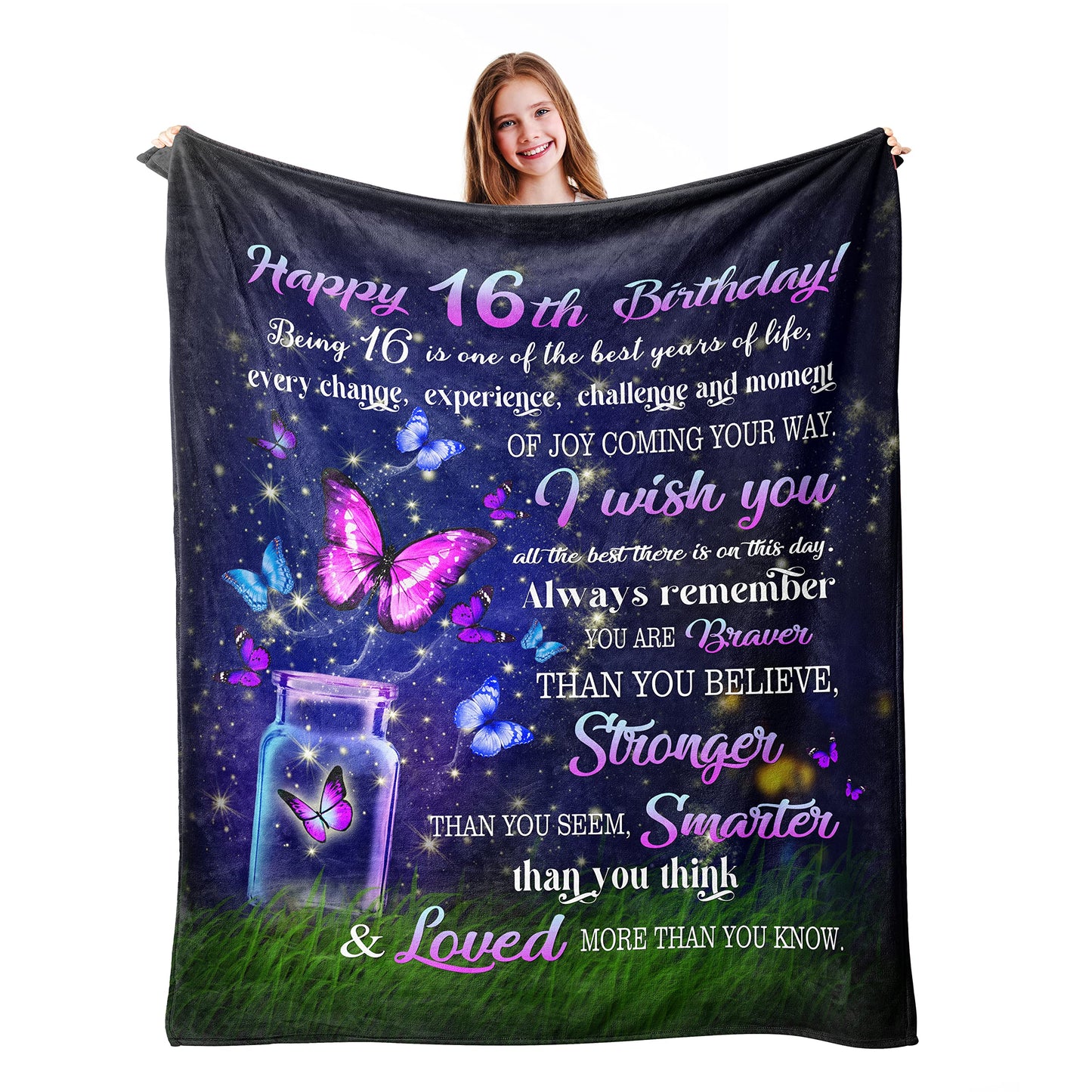 Ryubein Sweet 16 Gifts for Girls, 16th Birthday Gifts for Girls, Sweet Sixteen Gifts for Girl, 16 Year Old Girl Birthday Gift Ideas, Presents for 16th Birthday Decorations Blanket 50" X 60"