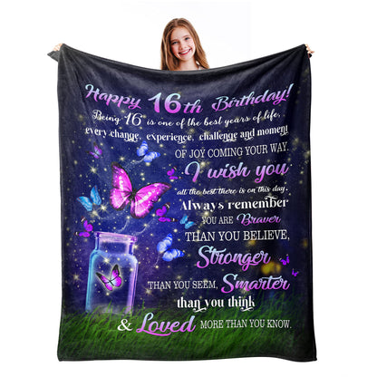 Ryubein Sweet 16 Gifts for Girls, 16th Birthday Gifts for Girls, Sweet Sixteen Gifts for Girl, 16 Year Old Girl Birthday Gift Ideas, Presents for 16th Birthday Decorations Blanket 50" X 60"