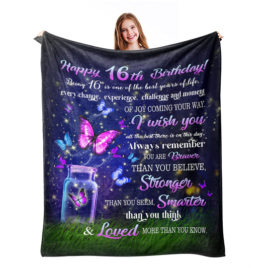 Ryubein Sweet 16 Gifts for Girls, 16th Birthday Gifts for Girls, Sweet Sixteen Gifts for Girl, 16 Year Old Girl Birthday Gift Ideas, Presents for 16th Birthday Decorations Blanket 50" X 60"