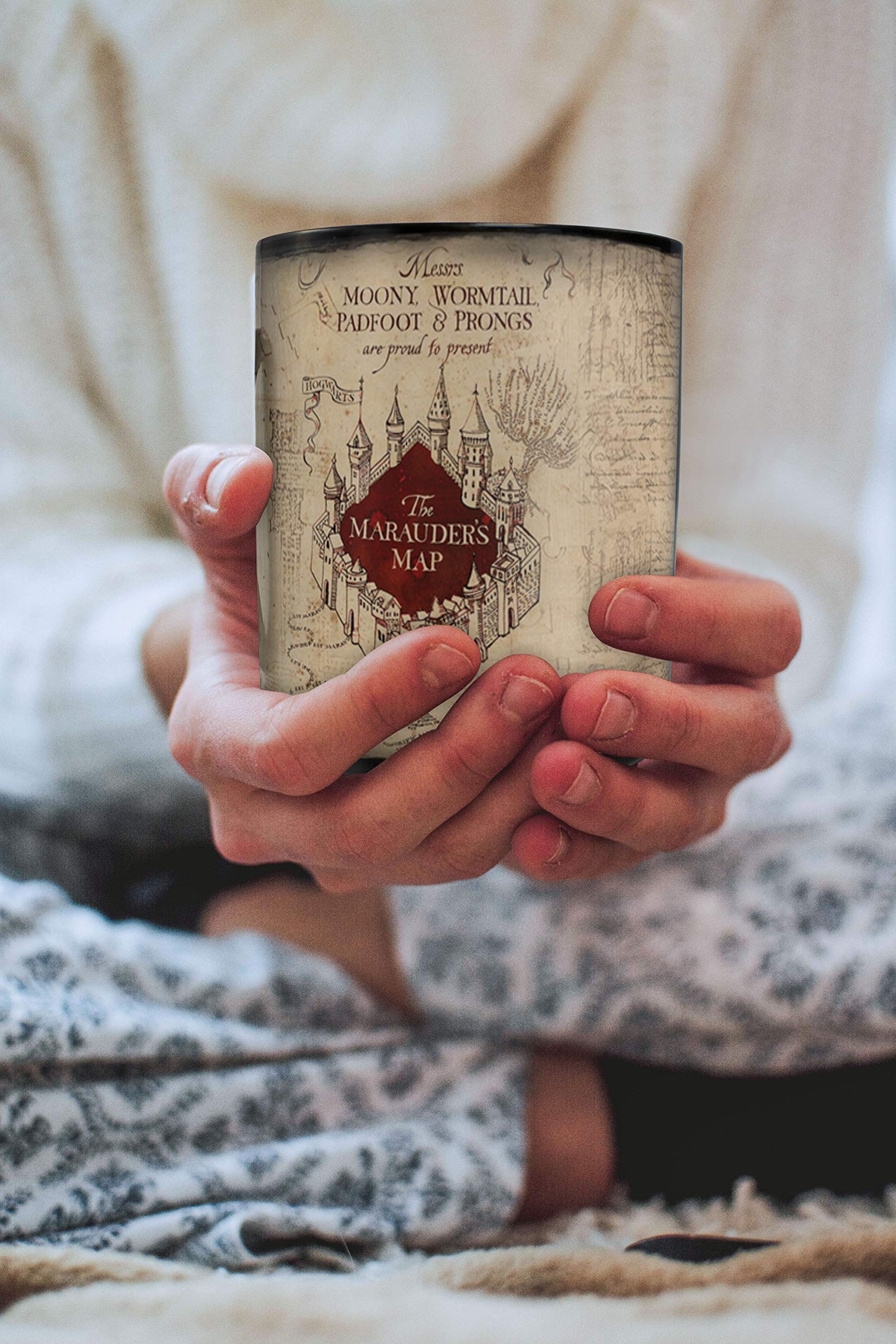 Morphing Mugs Harry Potter - Marauder's Map - I Solemnly Swear – 16 oz Large Ceramic Heat Sensitive Clue Mug – Full image revealed when HOT liquid is added MMUGC924