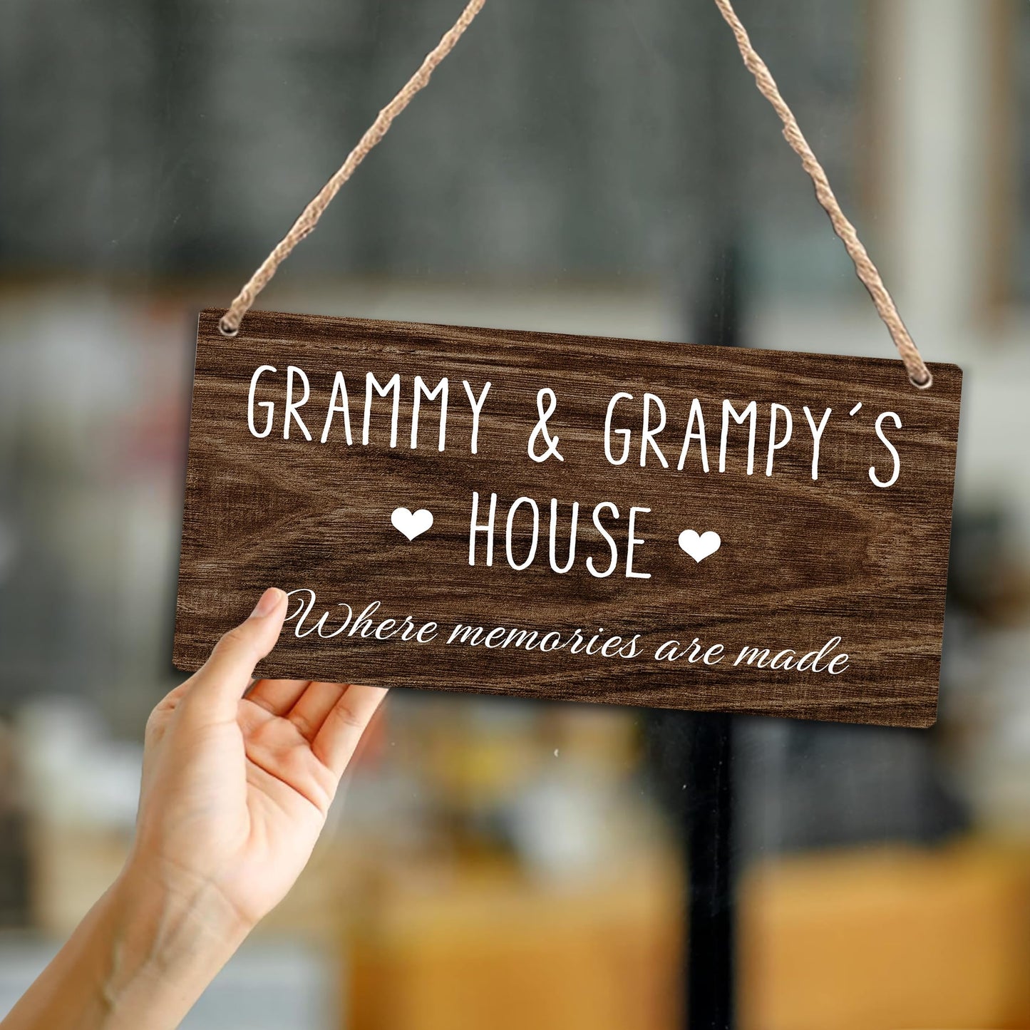 Grammy and Grampy's House Hanging Wooden Signs, Grandma Grandpa Gifts, Grandparents House Decor, Rustic Where Memories Are Made House Hanging Plaque 12x6