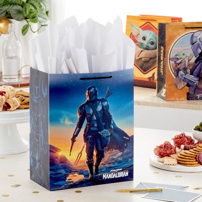 Hallmark Star Wars The Mandalorian 13" Large Gift Bag Bundle (3 Bags: Baby Yoda, The Mandalorian, Grogu) for Birthdays, Christmas, Father's Day, May the 4th
