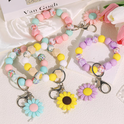 4 Pack Teacher Appreciation Gifts in Bulk, Teacher Gifts for Women with Silicone Sunflower Keychains, Thank You Gifts for Teacher Appreciation Week End of Year Christmas Valentines from Student