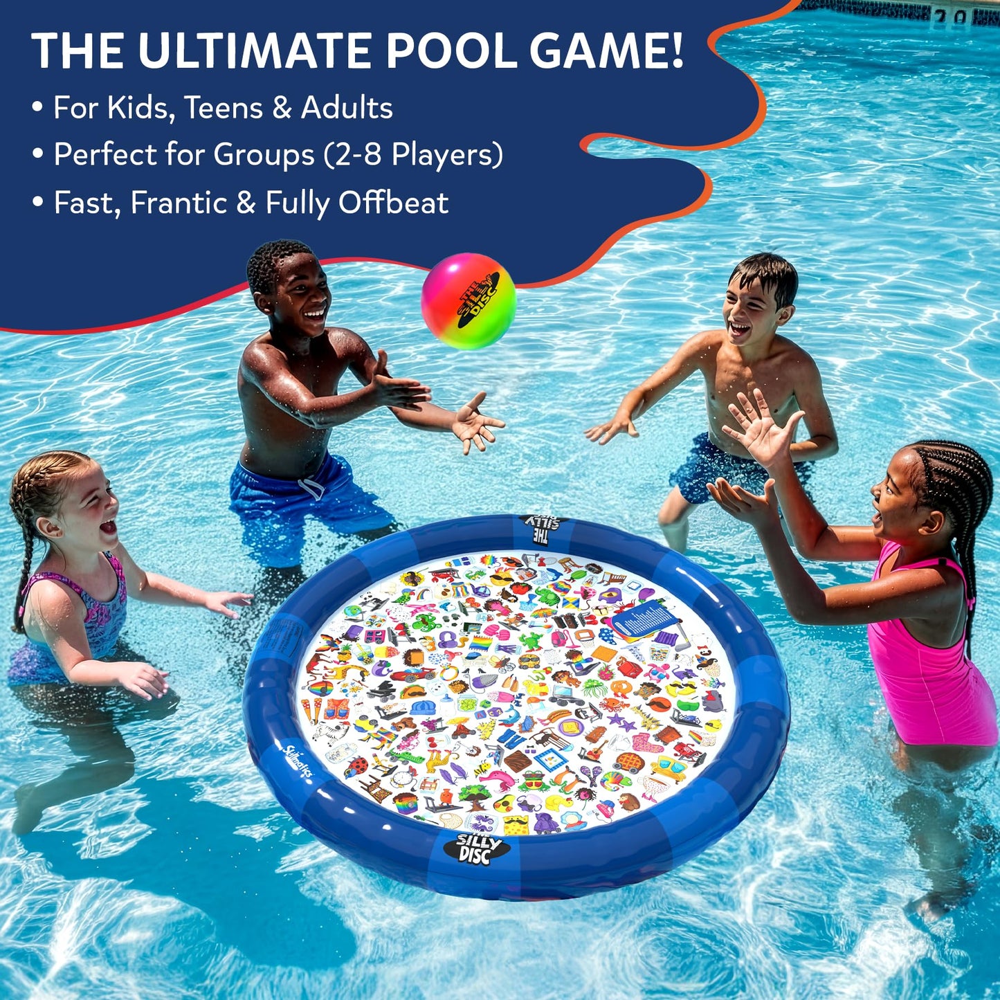 Skillmatics The Silly Disc – Pool Party Game for Kids, Teens & Adults, Funny Spot & Shout Game, Swimming Pool Toy, Outdoor Family Activity, Summer Game, Hilarious Gift for Ages 8, 9, 10 & Up