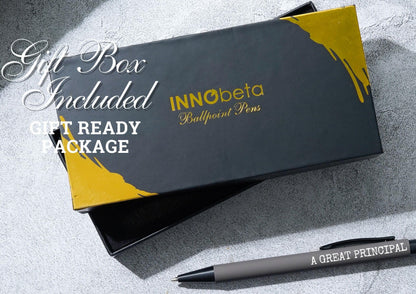 InnoBeta Principal Appreciation Gifts for Men, Women, Inspirational Thank You Gift Ballpoint Pen Set of 4, Office Tools for School Principals, Black