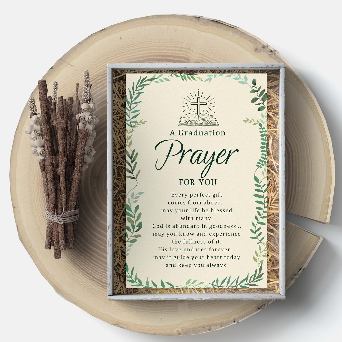 Christian Graduation Card with Prayer, Faith-Based Congratulations Greeting, Religious Graduation Card Gift for Him or Her, Inspirational Bible Blessing Cards
