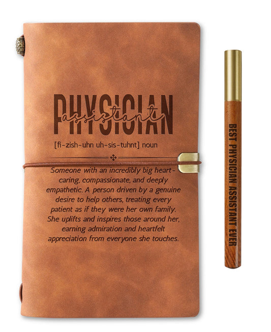 InnoBeta Physician Assistant Gifts, Journal Pen Set for Women Men on Physician Assistant Week, Birthday, Christmas, Unique Notebook, Sketchbook, Travel Diary, Lined Planner, 7.8x5 Inches, Brown