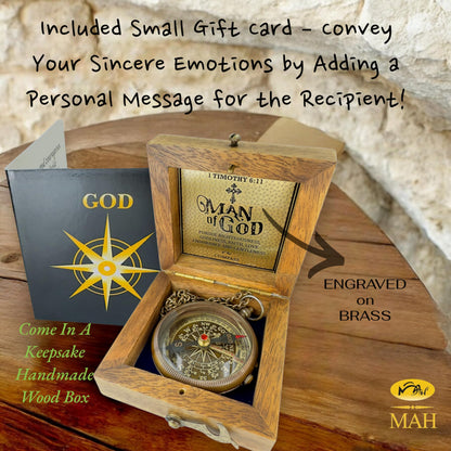 Handmade Religious Brass Compass Gift with Engraved & Embossed Faith Messages – Inspirational Christian Religious Gift Keepsake for Baptism, Confirmation, Christening, First Communion or Christmas