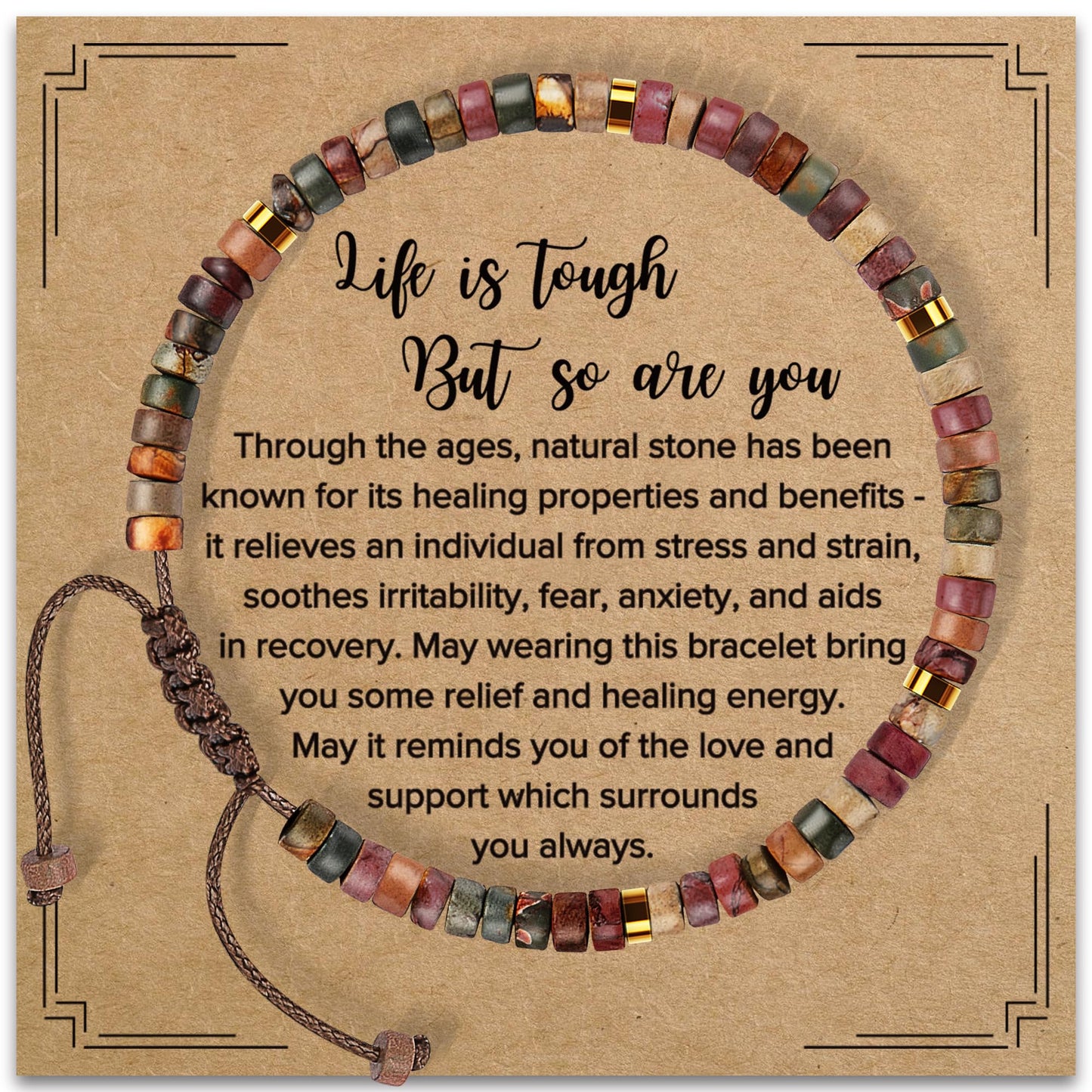 Inspirational Gifts Bracelets for Women: Mothers Day Birthday Gifts for Mom Women Friends Sister - Healing Natural Stone Beads Bracelets Thinking of you Get Well Soon Gift for Women