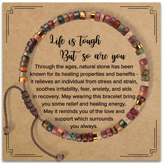 Inspirational Gifts Bracelets for Women: Mothers Day Birthday Gifts for Mom Women Friends Sister - Healing Natural Stone Beads Bracelets Thinking of you Get Well Soon Gift for Women