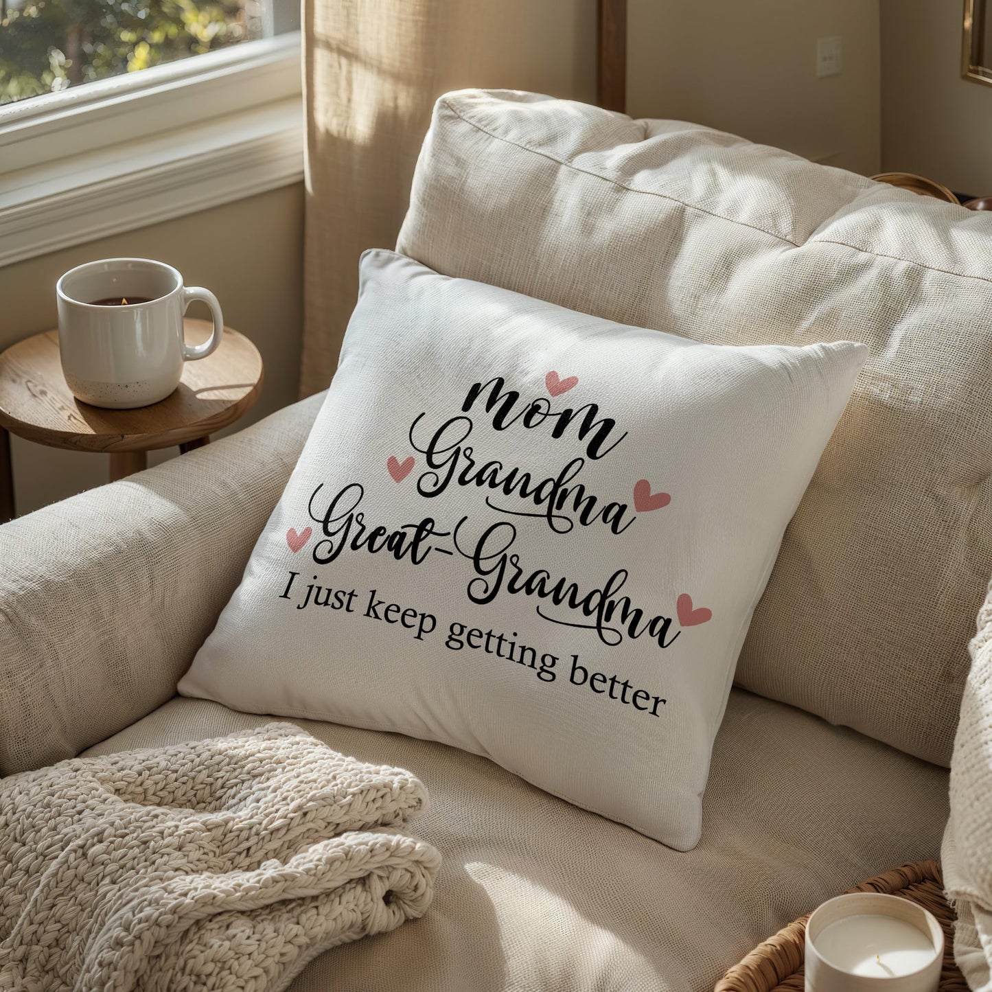 new mom Gifts,mom Grandma Great Grandma Throw Pillow Covers case 18x18,Pregnancy Announcement Gifts
