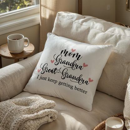 new mom Gifts,mom Grandma Great Grandma Throw Pillow Covers case 18x18,Pregnancy Announcement Gifts
