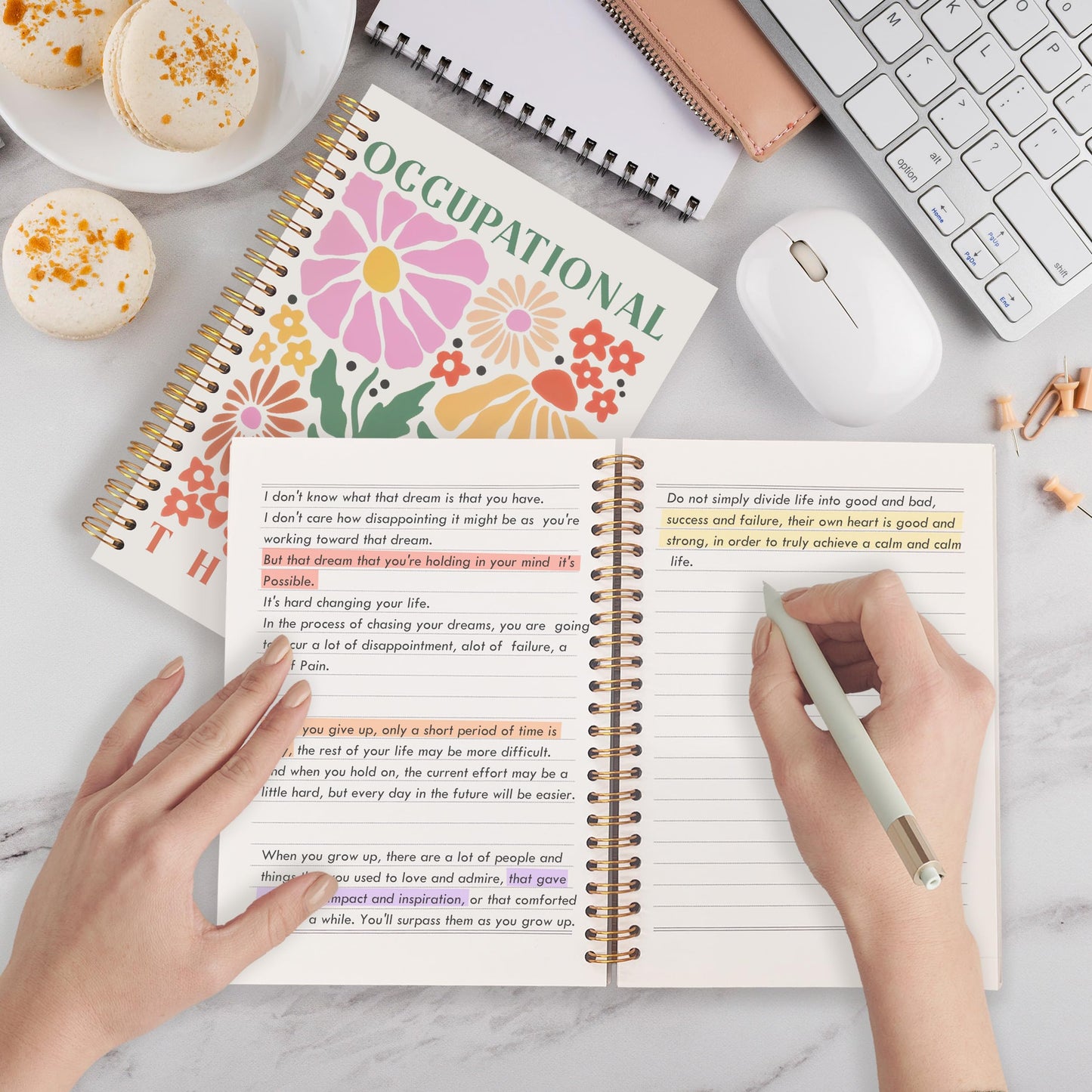 Qabliqo Boho Floral Occupational Therapy Gifts Spiral Notebooks, OT Therapy Journal, Mental Health Journals for Writing, Occupational Therapist Notebook for Note Taking, 5.5x8.3 Inch
