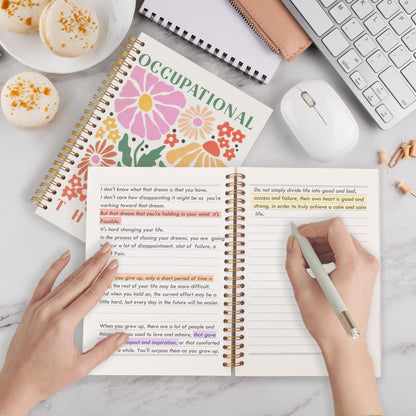 Qabliqo Boho Floral Occupational Therapy Gifts Spiral Notebooks, OT Therapy Journal, Mental Health Journals for Writing, Occupational Therapist Notebook for Note Taking, 5.5x8.3 Inch