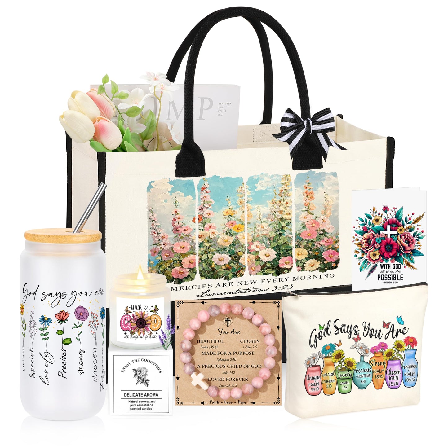 Christian Religious Gifts for Women, Christmas Birthday Gifts for Women Best Friend Sister Mom, Friendship Valentines Mothers Day Easter Ideas Present Basket of 6