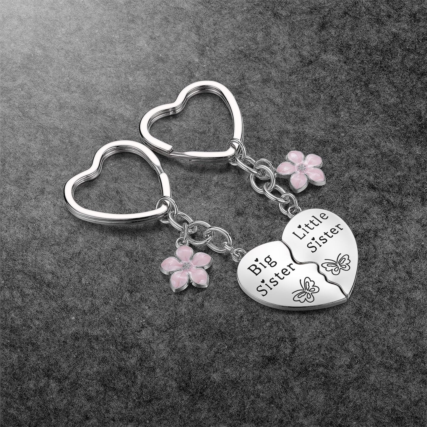 Lcbulu Sister Gifts from Sisters - 2PCS Big Little Sisters Matching Heart Keychain, Christmas Birthday Gifts for Sister