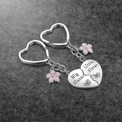 Lcbulu Sister Gifts from Sisters - 2PCS Big Little Sisters Matching Heart Keychain, Christmas Birthday Gifts for Sister
