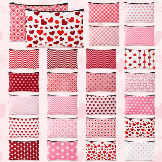 Shinylin 24 Pcs Mother's Day Bulk Spring Party Favors Wildflower Makeup Bags Wildflower Party Decorations Flowers Canvas Cosmetic Bags with Zipper for Travel Toiletry Organizer(Heart)