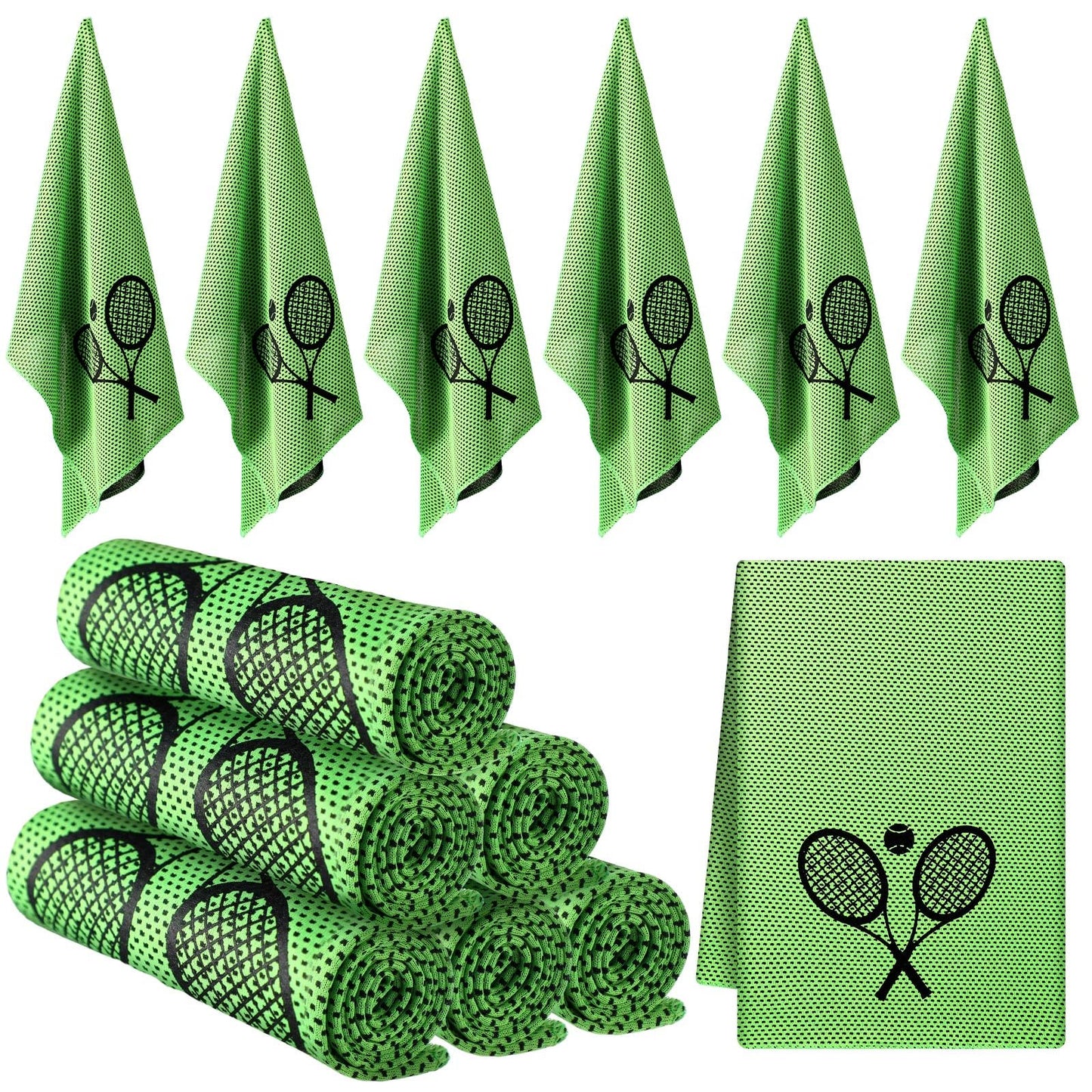 HunnmingRe 12 Count Cooling Towel Tennis Breathable Chilly Towel 32'' x 12'' Soft Tennis Ice Neck Wrap Workout Sweat Washcloths for Sports Gym Microfiber Dishcloths for Coach Gifts