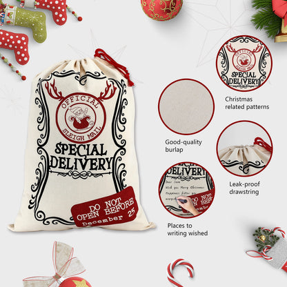 LessMo Christmas Santa Sack, Large Christmas Canvas Gift Bag with Drawstring, Reusable Personalized Best Gift, for Xmas Package Storage, Christmas Party Supplies Favors