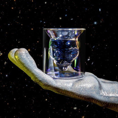 Dragon Glassware Alien Drinking Glasses - 7 oz Set of 2 Unique Double Wall Grey Alien Inspired Design from Area 51 - Novelty Gift for Outer Space Enthusiasts - Fun and Stylish Tumblers