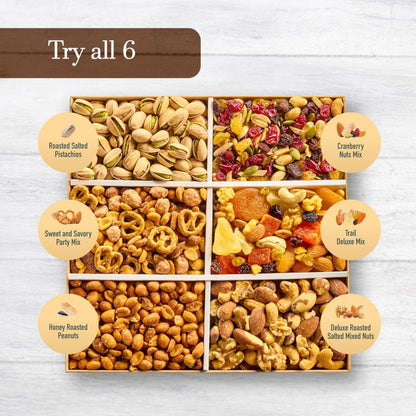 Luxurious Treats Movie Night Gift Basket - Gourmet Mixed Dried Fruit & Nuts Variety Box, Healthy Gifts Dad Men Women Fathers Day Gift Ideas