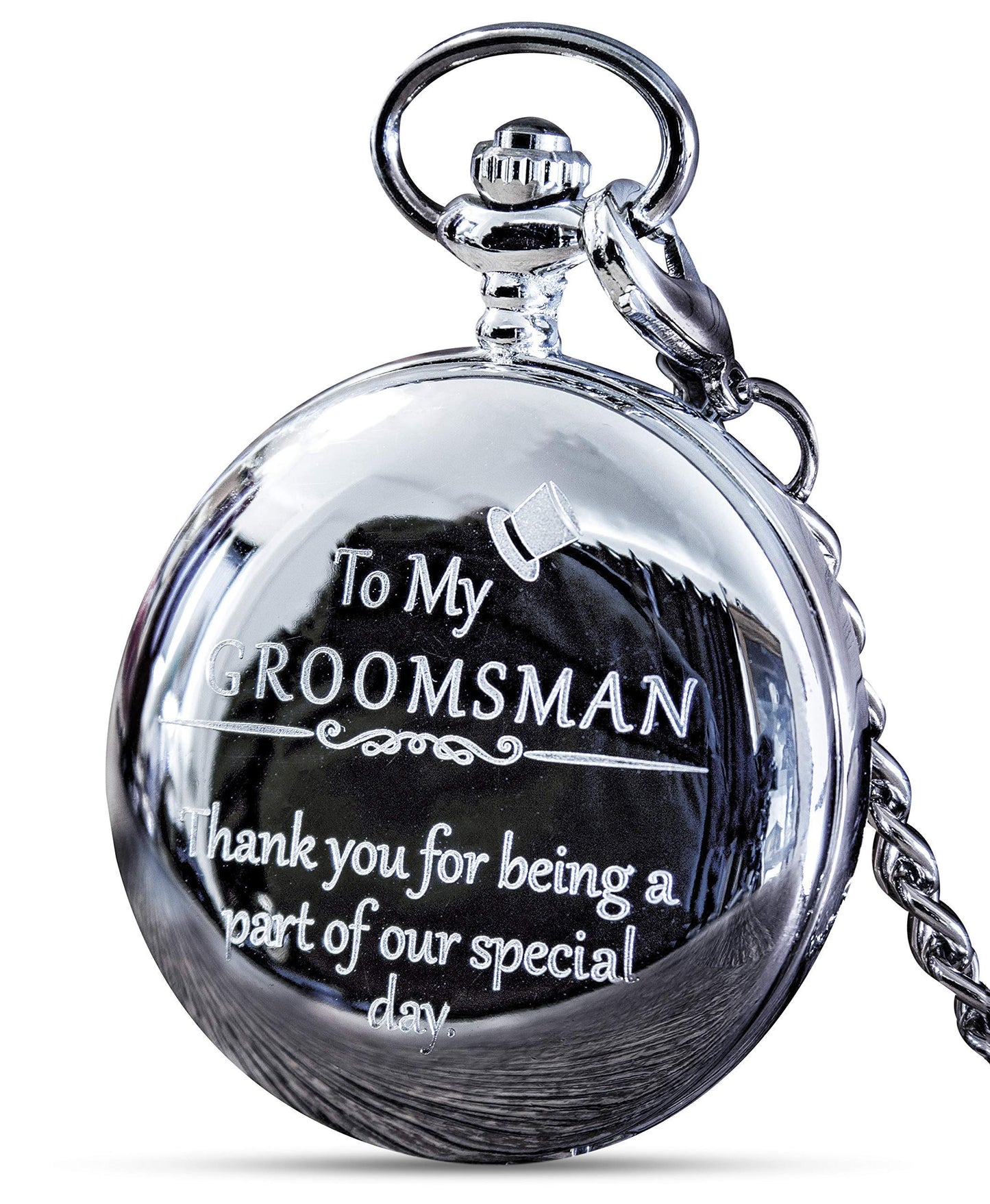 FJ FREDERICK JAMES Wedding Pocket Watches for Groomsman, Best Man, Groom, Father of The Bride & Groom I Silver Engraved I Complete Their Wedding Attire