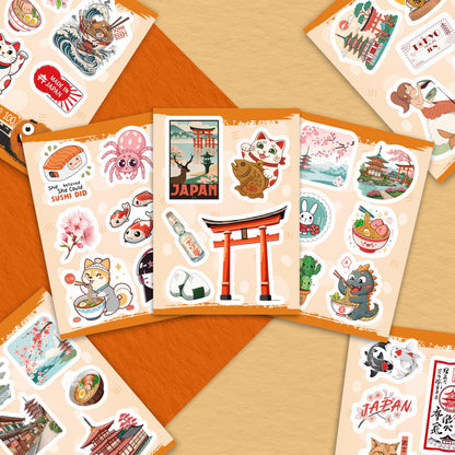 100Pcs Japanese Stickers, Japan Stickers for Scrapbooking - Japan Party Decorations - Japanese Gifts - Gift for Women & Men