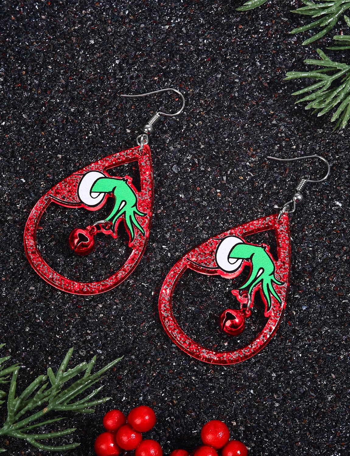 Christmas Red White Green Earrings Gift Holiday Earrings for Women