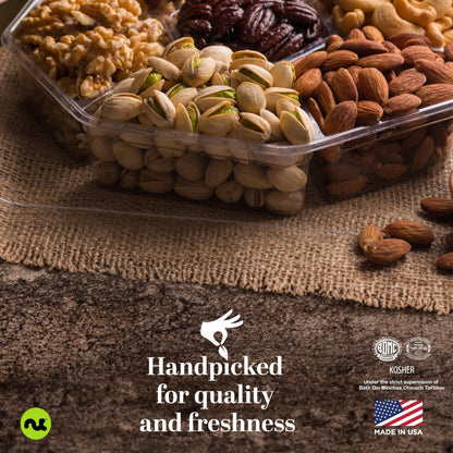 NUT CRAVINGS - Fathers Day Treats, Gift For Dad, Mixed Nuts Gift Basket in Red Gold Box (7 Assortments, 1 LB) Treats for Adults, Food Arrangement, Healthy Snack Care Package, Kosher