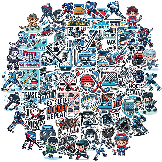 100 Pcs Hockey Stickers,Hockey Party Favors,Hockey Gifts for Boys 8-12,Waterproof Vinyl Stickers for Water Bottle Helmet Laptop Computer Skateboard