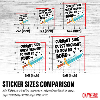 (3Pcs) Current Side Quest Brought to You by ADHD Sticker Anxious Crippling Anxiety Overthinking 2" Waterproof Die-Cut Vinyl Laptop, Water Bottle Sticker Funny Car Decal Gifts for Her Him 2 Inches