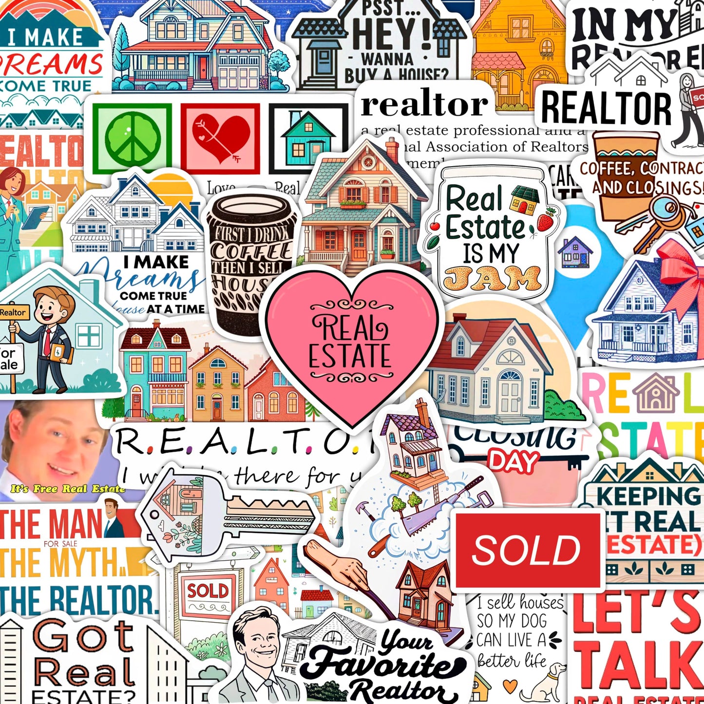 100Pcs Realtor Stickers for Laptop & Water Bottles, Real Estate Stickers - Real Estate Agent Gifts - Realtor Party Supplies - Gift for Women & Men