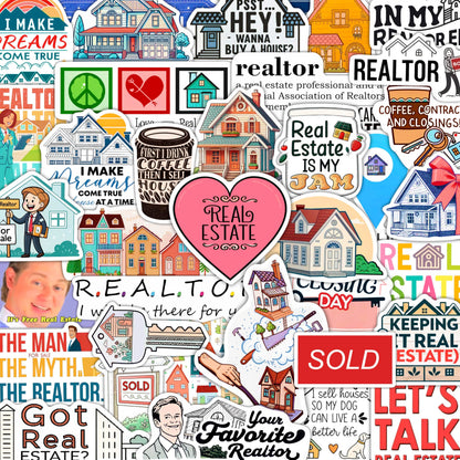 100Pcs Realtor Stickers for Laptop & Water Bottles, Real Estate Stickers - Real Estate Agent Gifts - Realtor Party Supplies - Gift for Women & Men