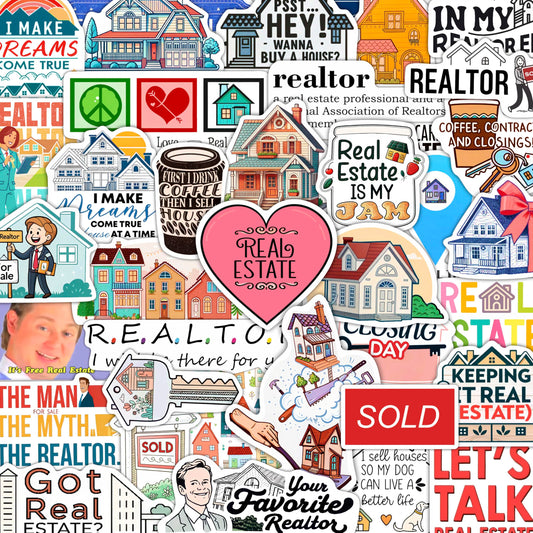 100Pcs Realtor Stickers for Laptop & Water Bottles, Real Estate Stickers - Real Estate Agent Gifts - Realtor Party Supplies - Gift for Women & Men