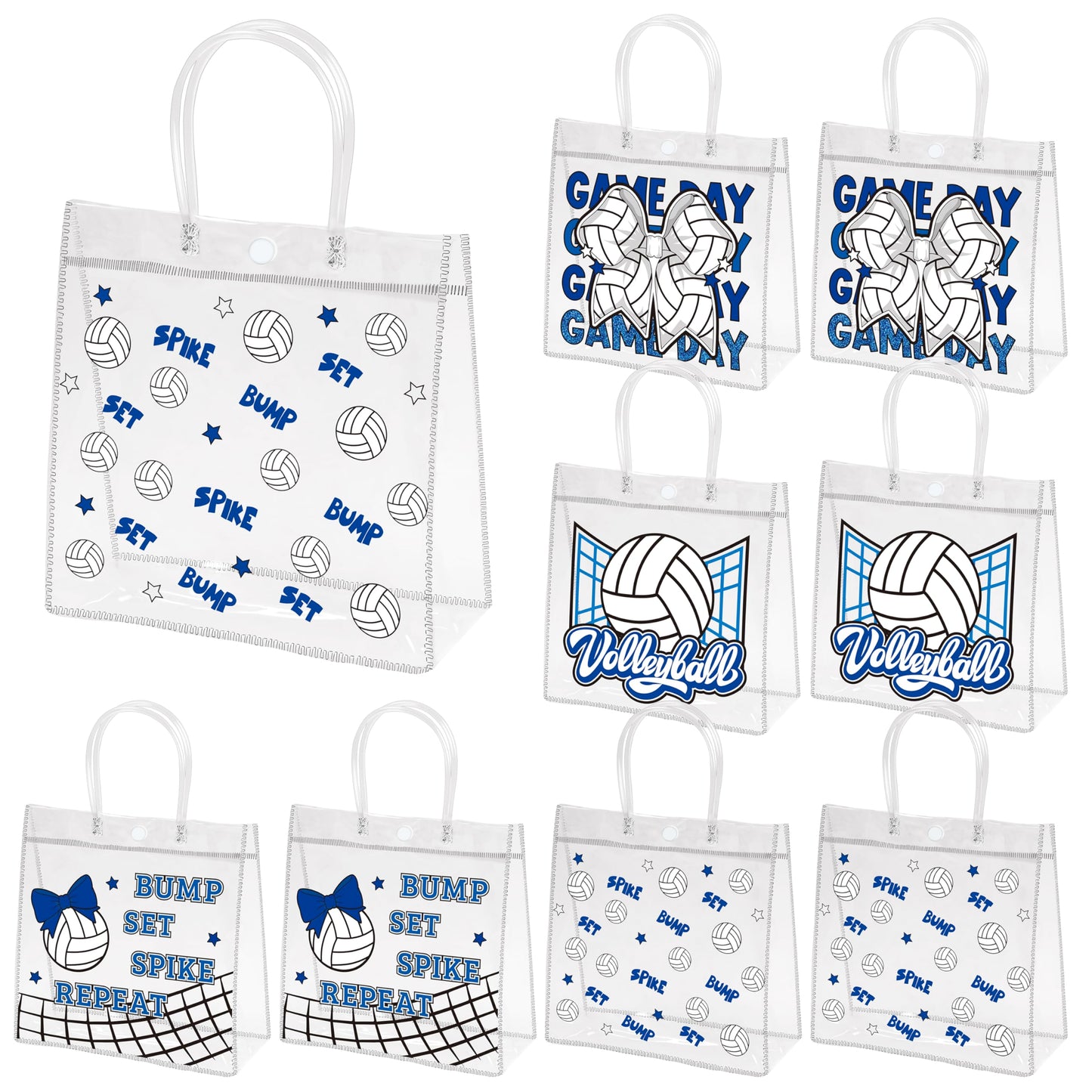 H1vojoxo Volleyball Goodie Gift Bags - 24PCS Volleyball Clear PVC Gift Bags for Team with Handle Bulk Reusable Sport Party Favors Team Birthday Gifts Bag Treat Snack Bag End of Season Gifts Bag