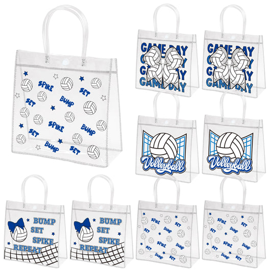 H1vojoxo Volleyball Goodie Gift Bags - 24PCS Volleyball Clear PVC Gift Bags for Team with Handle Bulk Reusable Sport Party Favors Team Birthday Gifts Bag Treat Snack Bag End of Season Gifts Bag