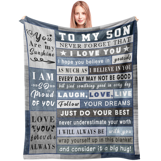 Gifts for Son Blanket from Mom Dad - Son Christmas Birthday Gift Adult - Ultra Soft Plush Throw Present Ideas for Bedding Sofa - 60"x50"