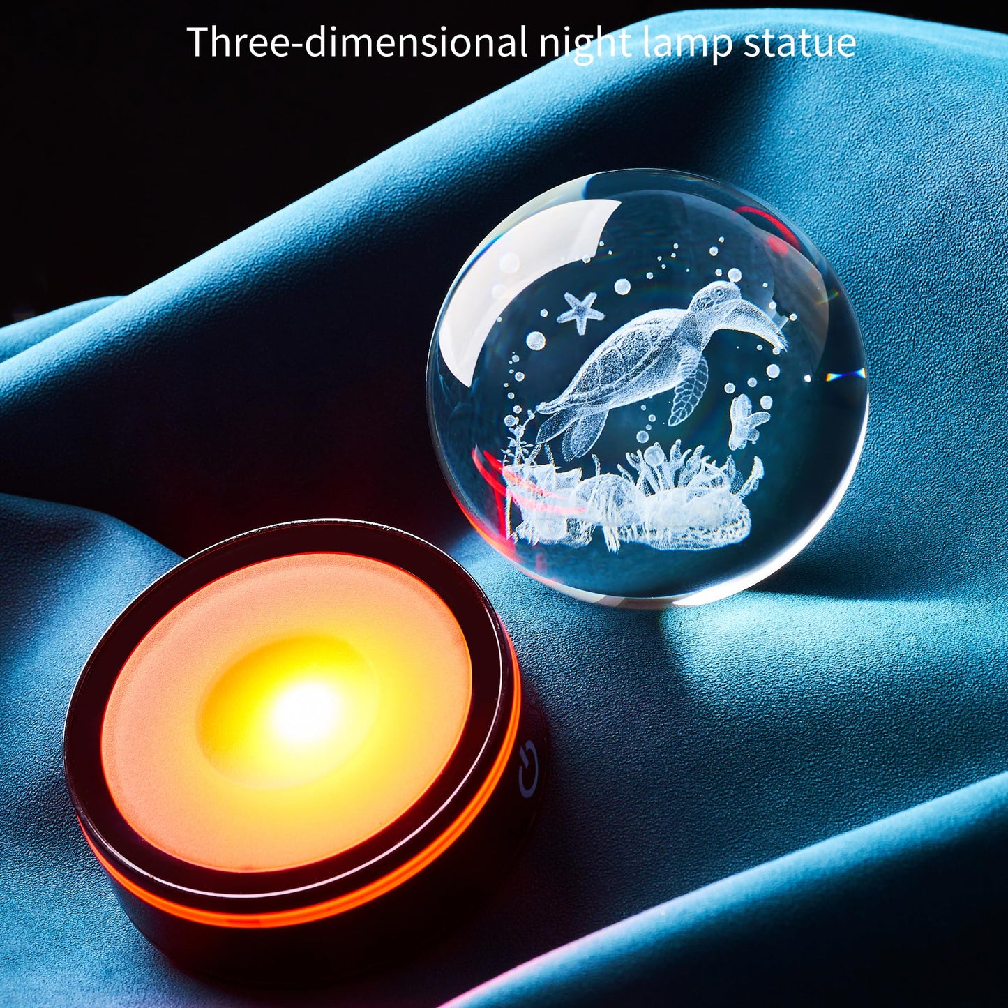 3D Sea Turtle Crystal Ball Figurine with LED Base Laser Ocean Figurines Lover Gifts for Women Men on Christmas Birthday Decorative Ball Sea Turtle Glass Globe Night Light for Room Decorations Crafts