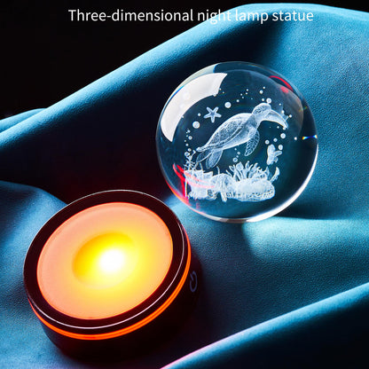 3D Sea Turtle Crystal Ball Figurine with LED Base Laser Ocean Figurines Lover Gifts for Women Men on Christmas Birthday Decorative Ball Sea Turtle Glass Globe Night Light for Room Decorations Crafts