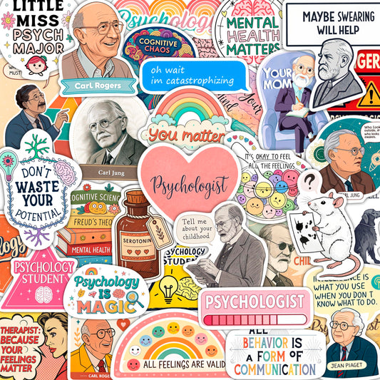100Pcs Psychology Stickers for Laptop, for Water Botttle - Funny Psychologist Stickers for Therapist - Psychology Party Supplies - Gift for Women & Men