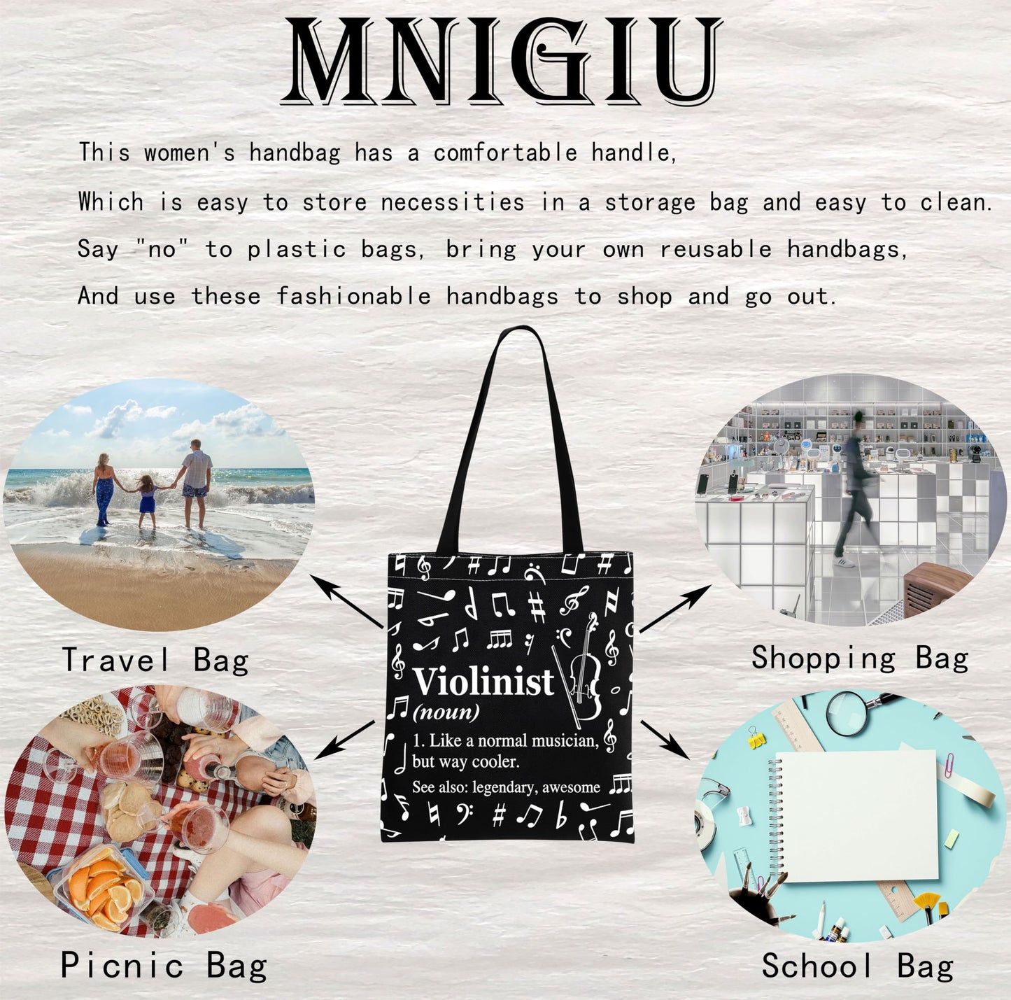 MINIGIU Violinist Gift Violinist Appreciation Gift Violin Lover Gift Violinist Tote Bag for Violin Player