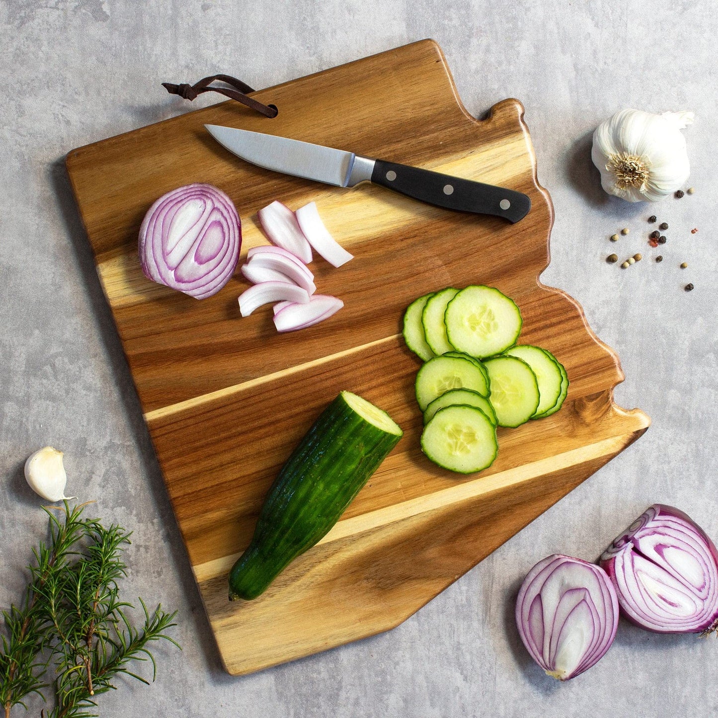 Totally Bamboo Rock & Branch Origins Series Arizona State Shaped Cutting Board and Charcuterie Serving Tray, Includes Hang Tie for Wall Display 11-3/4" x 13-1/2" x 5/8"