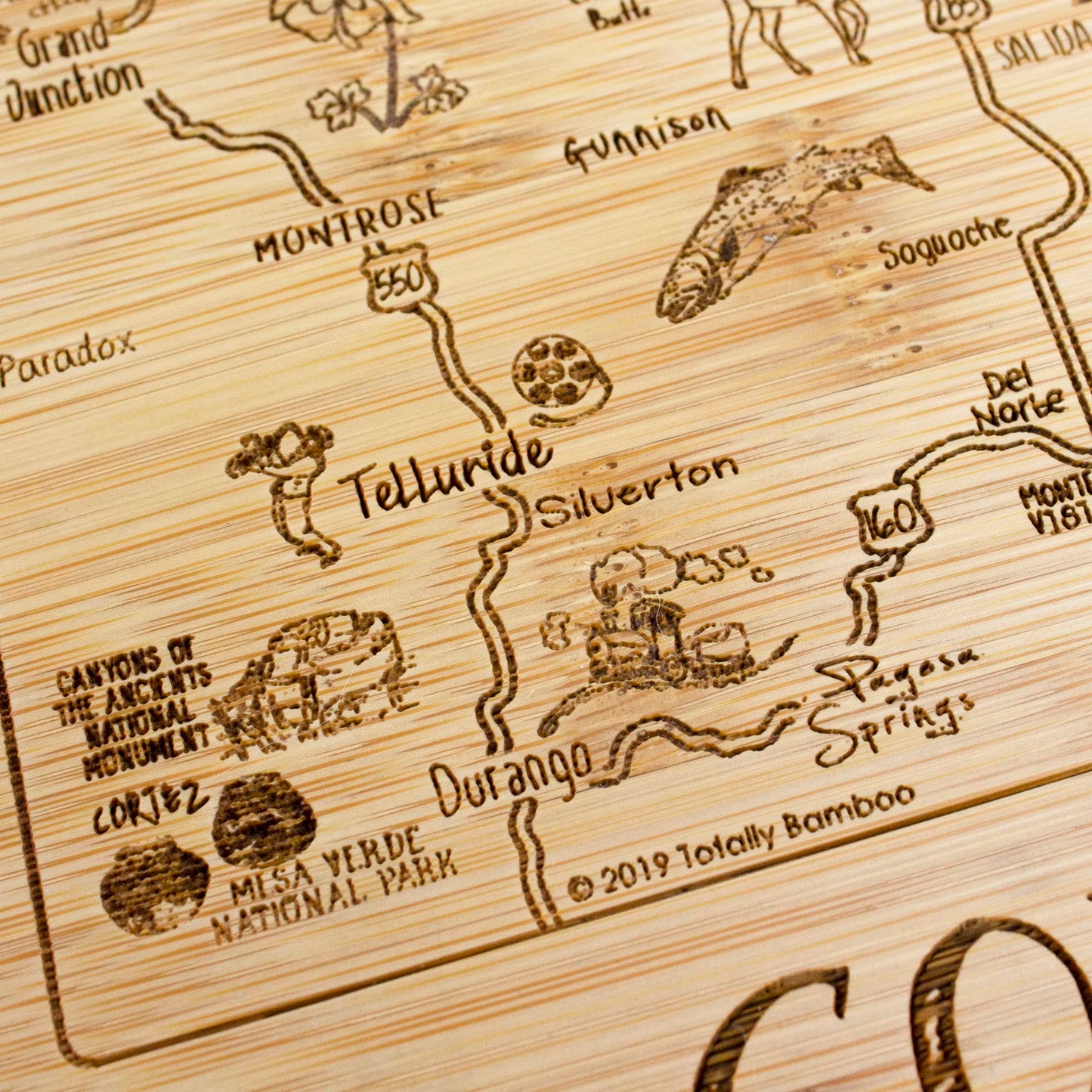 Totally Bamboo A Slice of Life Colorado State Serving and Cutting Board, 11" x 8.75"