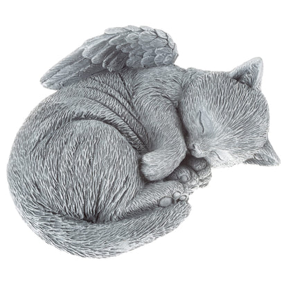Cat Memorial Stone - Peaceful Sleeping Kitten Angel Statue for Garden, Remembrance, Grave Marker, and Loss - Pet Sympathy Gift by Pure Garden (Gray)