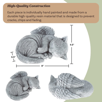 Cat Memorial Stone - Peaceful Sleeping Kitten Angel Statue for Garden, Remembrance, Grave Marker, and Loss - Pet Sympathy Gift by Pure Garden (Gray)