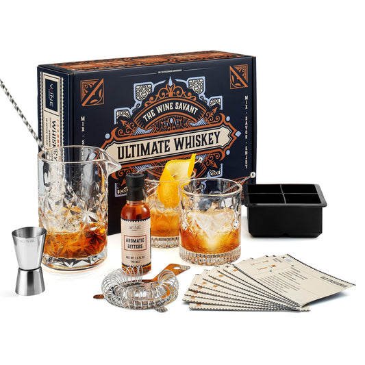 13-Piece Cocktail Shaker Set Bartender Kit+Bitters - Bar Mixing Stir Set with Whiskey Glass, Strainer, Jigger, Father’s Day Gift, Garnish Picks, Recipe Cards - Cocktails, Martinis, Manhattans & More